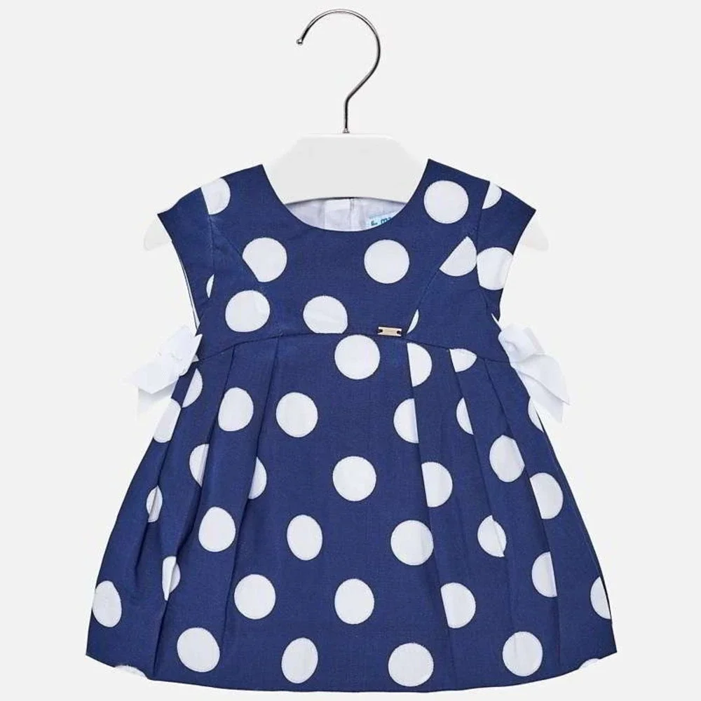 Mayoral Navy Polka Dot Party Dress 24M 92cm‎ 100% Cotton